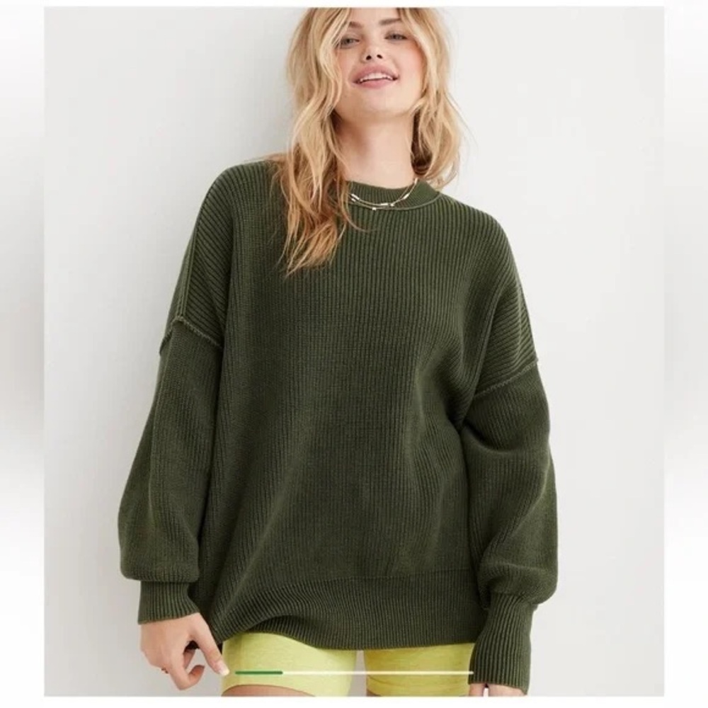 Aerie Beyond Sweater Size Small in Nomad Olive - Picture 1 of 3